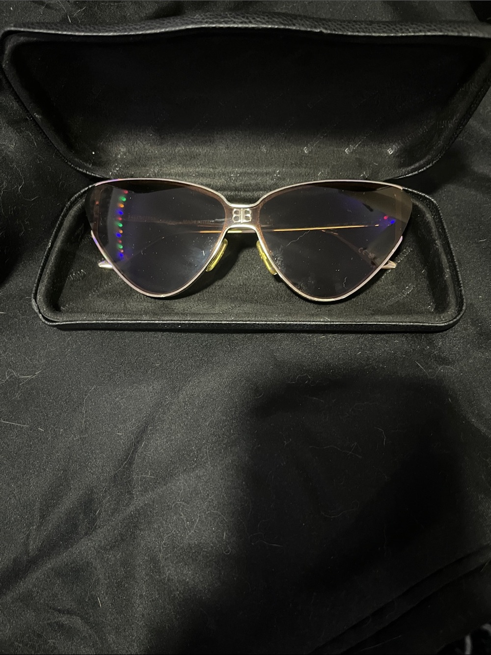 Balenciaga Gold-Tone Cat Eye Sunglasses with Dark Lenses